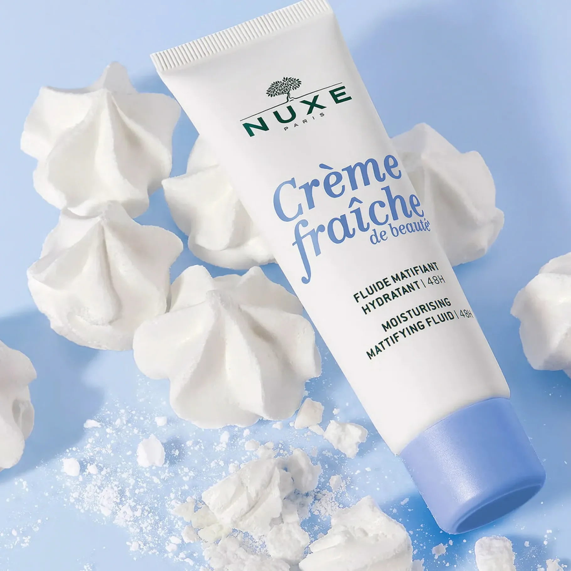 Teint Unifié & Pores Resserreés|Anti-imperfections & Brillance|NUXE Fluide Matifiant Hydratant l 48h, Crème fraîche de beauté®