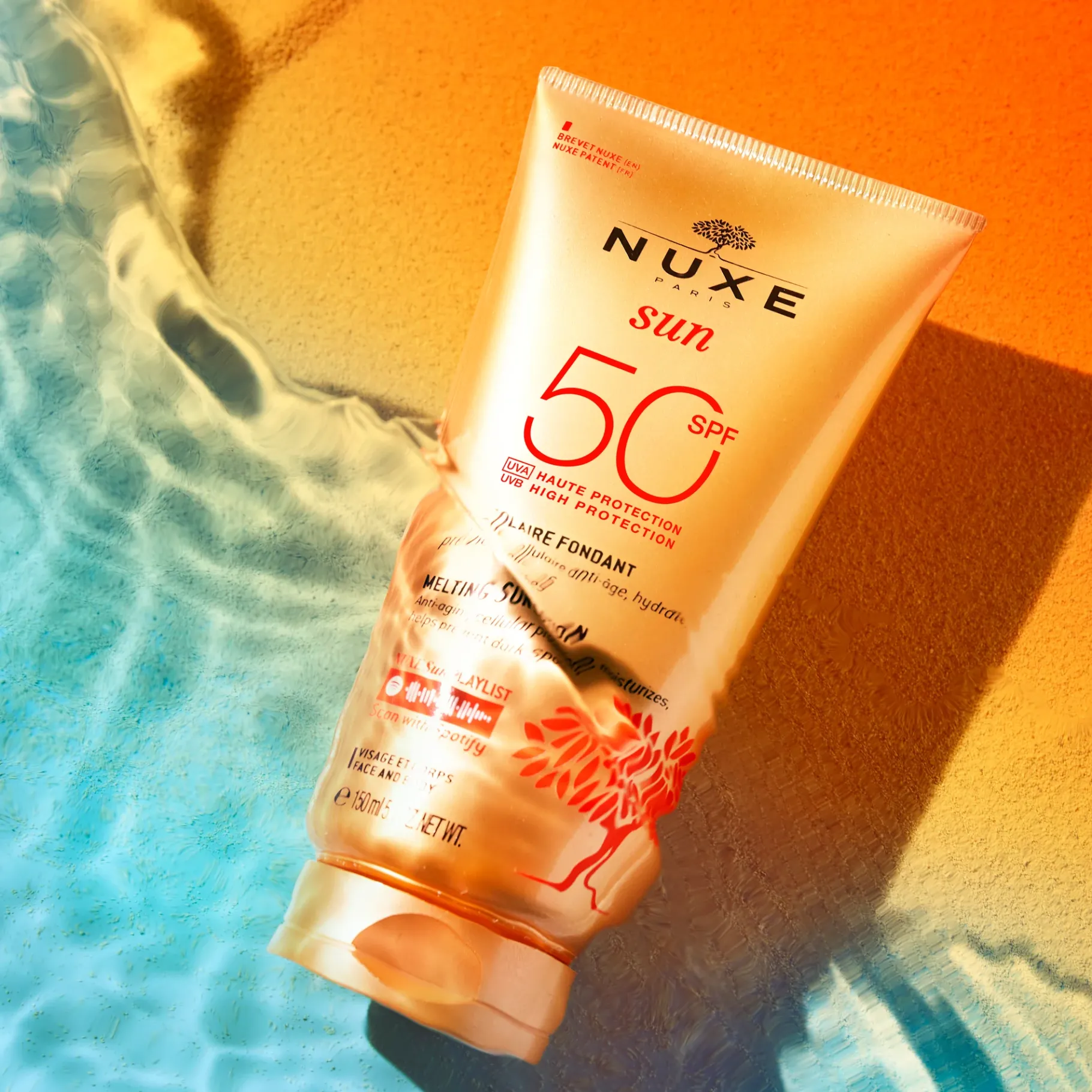 Anti-oxydants|Hydratation|NUXE Lait Solaire Fondant Haute Protection SPF50 visage et corps