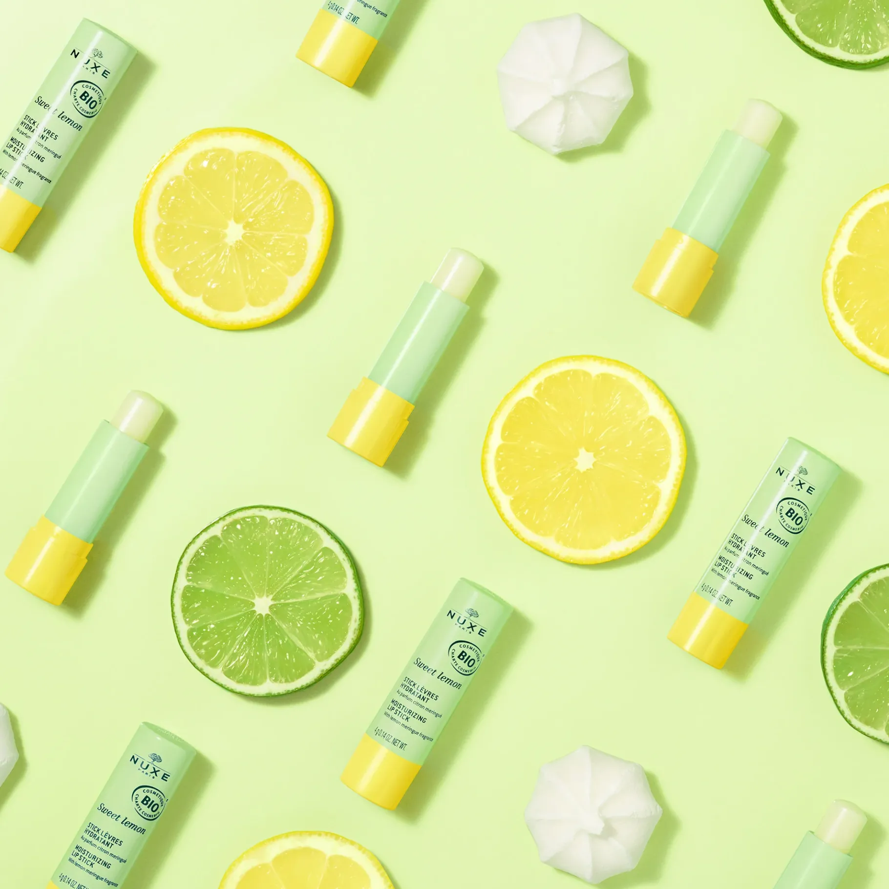 Huiles 100% Végétales|Hydratation|NUXE Stick lèvres hydratant Sweet Lemon